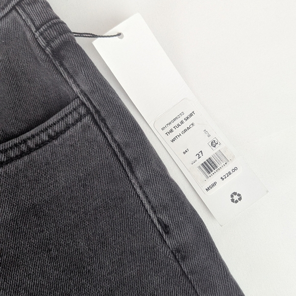 JOE'S The Tulie Skirt Midi Stretch Denim Five Pocket Style A-Line Black 27 NWT - Picture 10 of 16